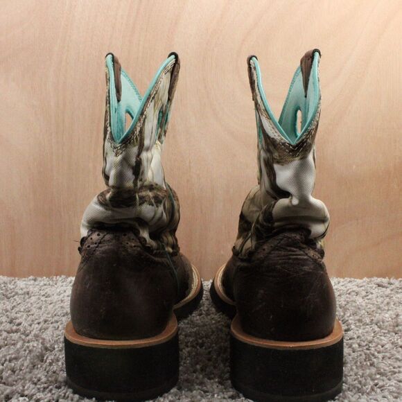 Ariat Fatbaby Cowgirl Boots Womans 9.5B Brown White Camouflaged Leather Western - Picture 7 of 11